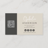 Moderne minimale natuurlijke script boho QRcode Visitekaartje (Achterkant)