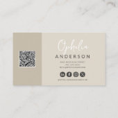 Moderne minimale natuurlijke script boho QRcode Visitekaartje (Achterkant)