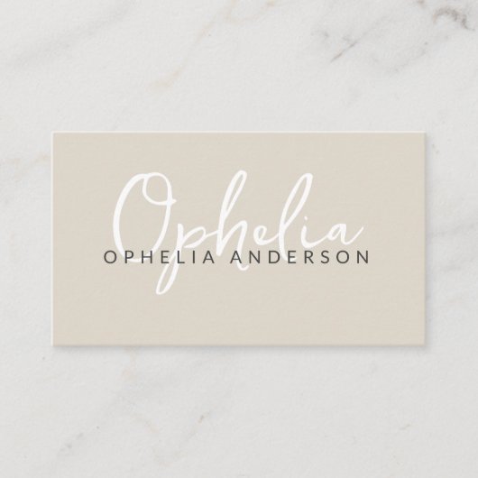 Moderne minimale natuurlijke script boho QRcode Visitekaartje (Voorkant)