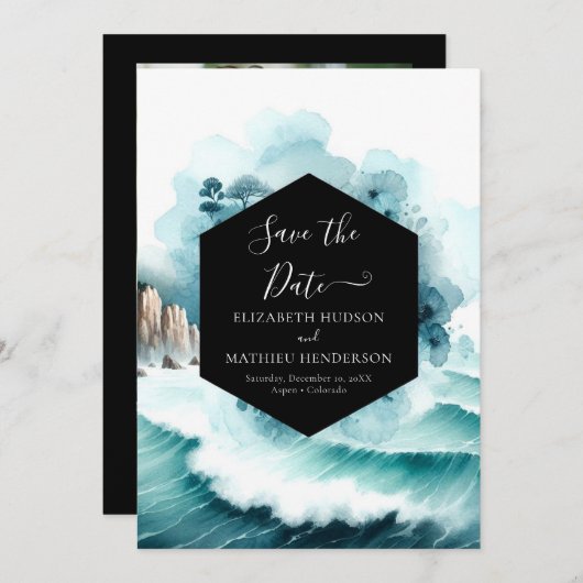 Moderne minimale nautische bruiloft save the date (Voorkant / Achterkant)