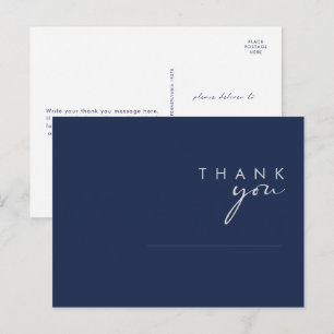 Moderne Minimale Navy Blauwe Zilveren Huwelijks Da Briefkaart