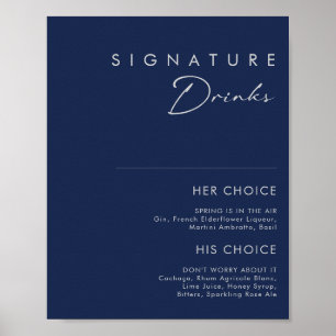 Moderne Minimale Navy Blauwe Zilveren Signature Dr Poster