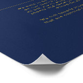 Moderne minimale Navy Blue Gold Unplugged Ceremony Poster (Hoek)