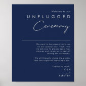 Moderne minimale Navy Blue Silver Unplugged Ceremo Poster (Voorkant)
