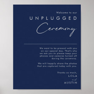 Moderne minimale Navy Blue Silver Unplugged Ceremo Poster