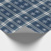Moderne Minimale Navy Sneeuw Plaid Kerstverpakking Cadeaupapier (Hoek)