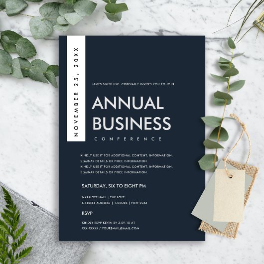 MODERNE MINIMALE NAVY WITTE KRAFT CONFERENCE EVENE KAART