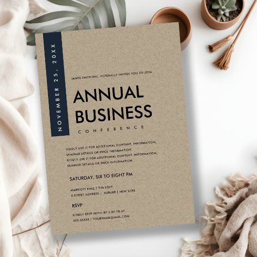 MODERNE MINIMALE NAVY WITTE KRAFT CONFERENCE EVENE KAART