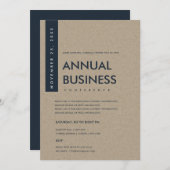 MODERNE MINIMALE NAVY WITTE KRAFT CONFERENTIE EVEN KAART (Voorkant / Achterkant)