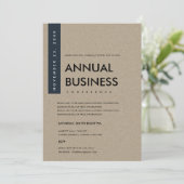 MODERNE MINIMALE NAVY WITTE KRAFT CONFERENTIE EVEN KAART (Staand voorkant)