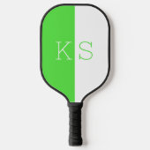 Moderne minimale neon groen & wit monogram pickleball paddle (Voorkant)