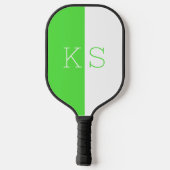 Moderne minimale neon groen & wit monogram pickleball paddle (Achterkant)