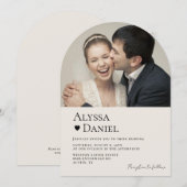 Moderne Minimale Neutrale Foto QR-code Trouwen Kaart (Voorkant / Achterkant)