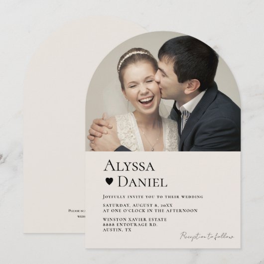 Moderne Minimale Neutrale Foto QR-code Trouwen Kaart (Voorkant / Achterkant)