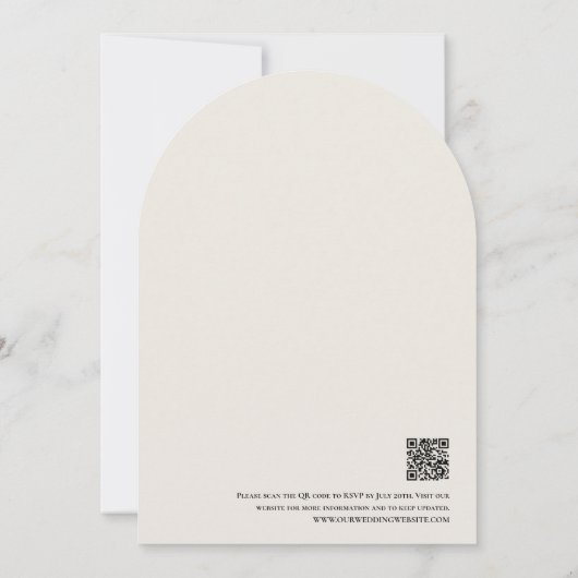 Moderne Minimale Neutrale Foto QR-code Trouwen Kaart (Achterkant)