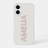Moderne, minimale neutrale, persoonlijke naam iPhone 16 hoesje (Achterkant)