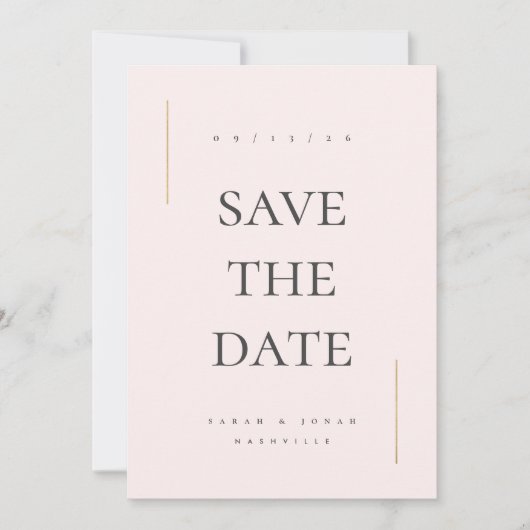 Moderne minimale niet-foto save the date (Voorkant)