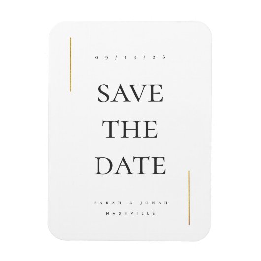 Moderne minimale niet-foto save the date magneet (Verticaal)