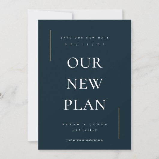 Moderne minimale niet-foto wijzigig de datum save the date (Voorkant)
