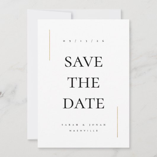 Moderne minimale niet-fotobruiloft save the date (Voorkant)