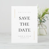 Moderne minimale niet-fotobruiloft save the date (Staand voorkant)