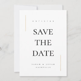 Moderne minimale niet-fotobruiloft save the date