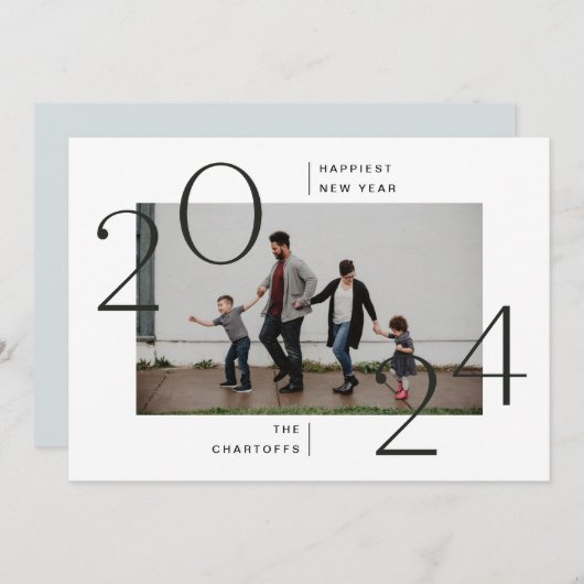 Moderne minimale nieuwjaarskaart feestdagenkaart (Voorkant / Achterkant)