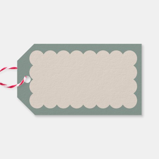 Moderne minimale nieuwjaarssage groene retro golve cadeaulabel (Achterkant Horizontaal)