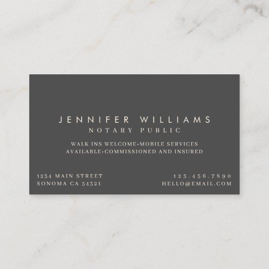 Moderne minimale notaris quill veer | Grijs Visitekaartje (Achterkant)
