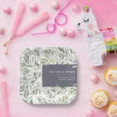 Moderne minimale olijftak botanische bruiloft papieren bordje (Feest)