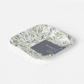 Moderne minimale olijftak botanische bruiloft papieren bordje (Gebogen)