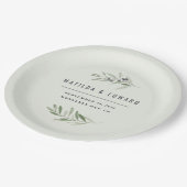 Moderne minimale olijftak gebladerte bruiloft papieren bordje (Gekanteld)