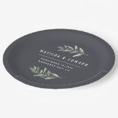 Moderne minimale olijftak gebladerte bruiloft papieren bordje (Gekanteld)