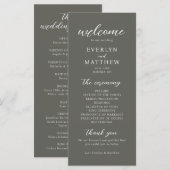 Moderne minimale Olive Gray Wedding Ceremony Progr (Voorkant / Achterkant)