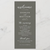 Moderne minimale Olive Gray Wedding Ceremony Progr (Voorkant)