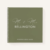 Moderne, minimale Olive Green Wedding Guest Book Notitieboek (Voorkant)