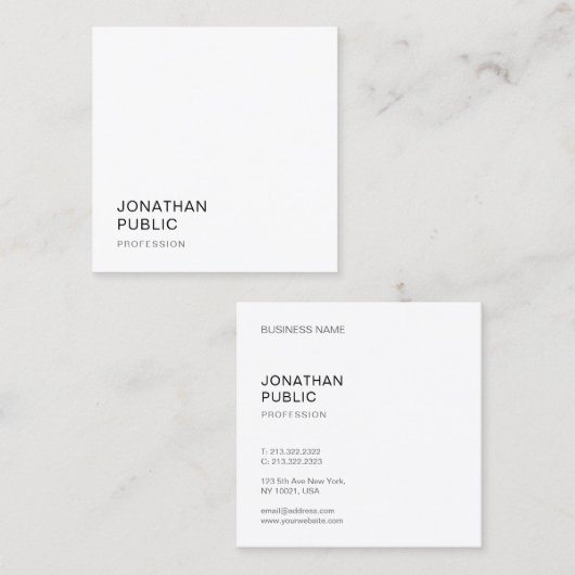 Moderne, minimale ontwerprendy Sjabloon elegant Vierkante Visitekaartje (Voorkant / Achterkant)