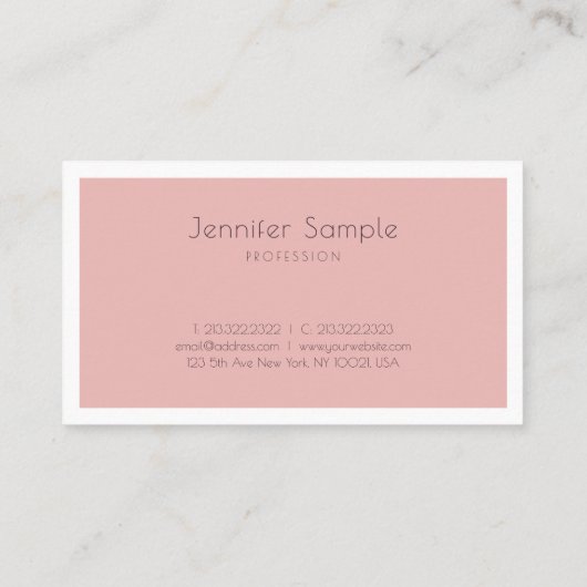 Moderne, minimale ontwerpstijlvolle, elegante vorm visitekaartje (Achterkant)