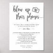 Moderne minimale opblazen hun telefoons bruiloft t poster (Voorkant)