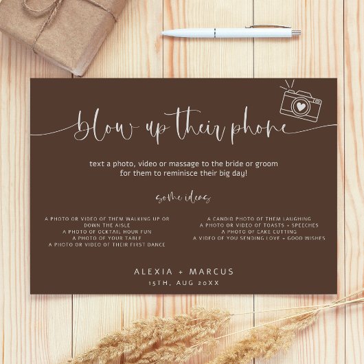 Moderne minimale opblazen hun telefoons bruiloft t poster