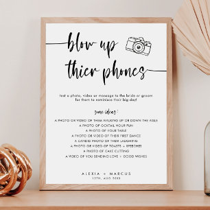 Moderne minimale opblazen hun telefoons bruiloft t poster