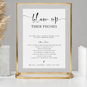 Moderne minimale opblazen hun telefoons bruiloft t poster