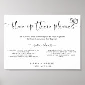 Moderne minimale opblazen hun telefoons bruiloft t poster (Voorkant)