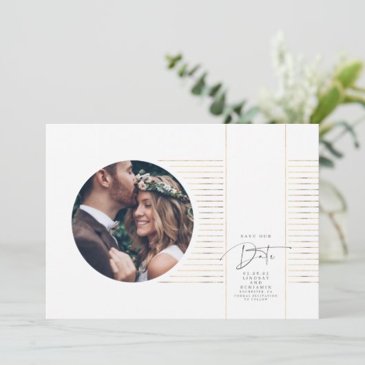 Moderne minimale opslagtijd voor de datumfoto save the date (Staand voorkant)