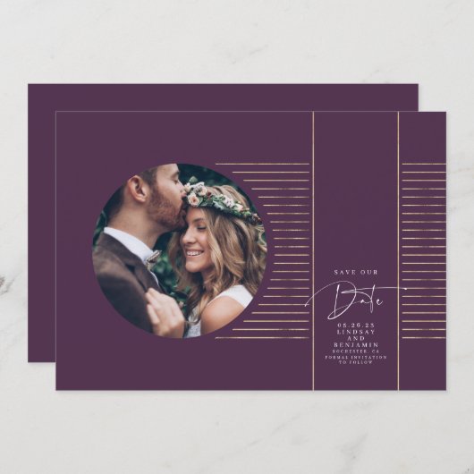 Moderne minimale opslagtijd voor de datumfoto save the date (Voorkant / Achterkant)