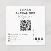 Moderne Minimale OR Code Social Media Fotograaf Vierkante Visitekaartje (Achterkant)