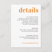 Moderne minimale Oranje bruiloft - DETAILS-behuizi Informatiekaartje (Voorkant)
