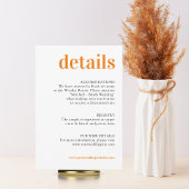 Moderne minimale Oranje bruiloft - DETAILS-behuizi Informatiekaartje