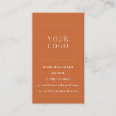 Moderne minimale Oranje verticale Logo QR-code Visitekaartje (Voorkant)