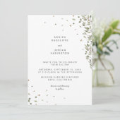 Moderne minimale organische groen bruiloft uitnodi kaart (Staand voorkant)